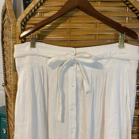 Joie White Cotton Gauze Button Front Midi Skirt XL Boho Resort Summer - Picture 4 of 9